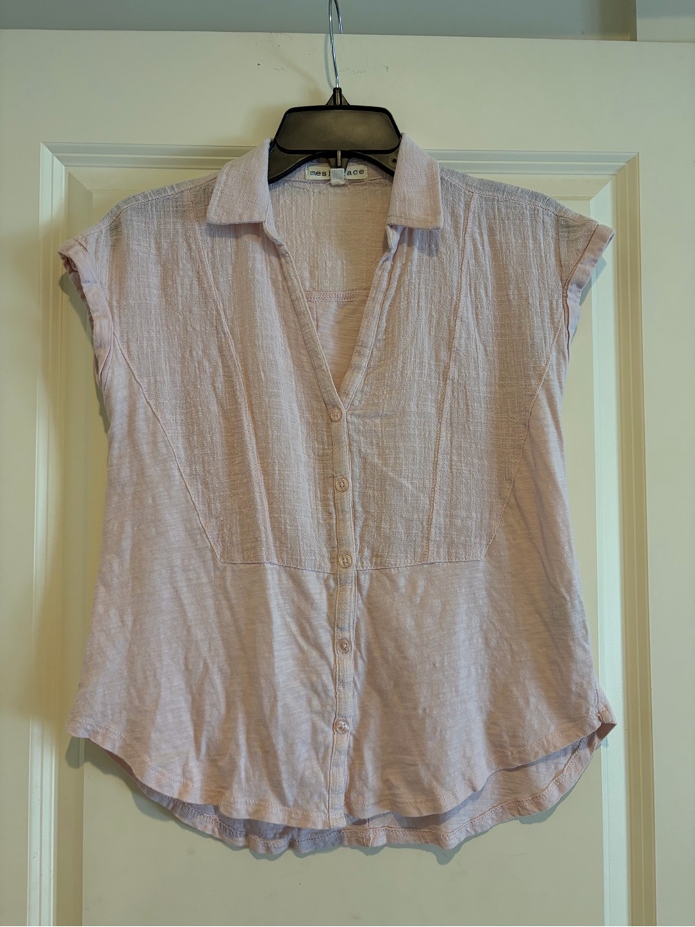 Light Blush Short-Sleeve Button Down Shirt